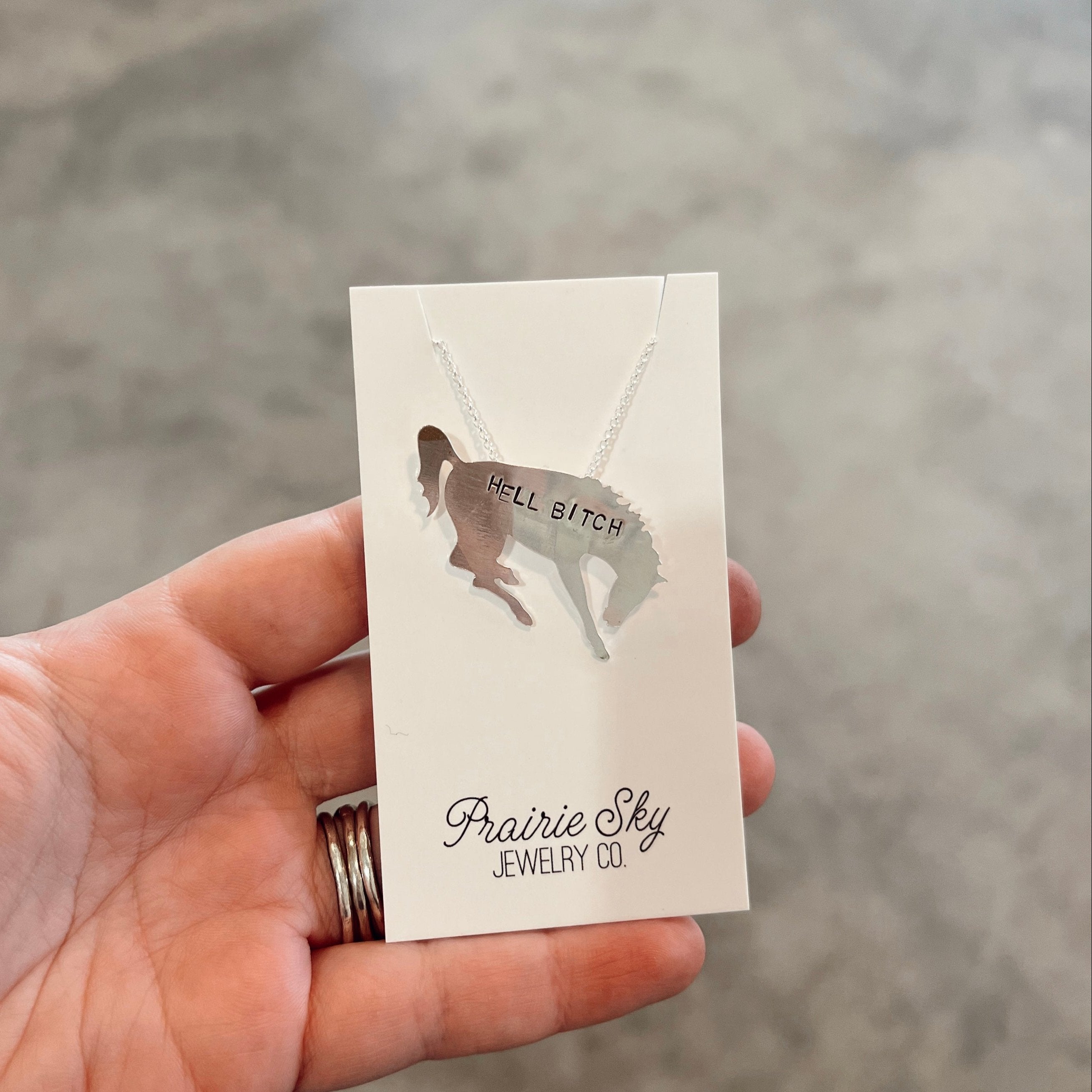'Hell Bitch' Buckin Horse Necklace