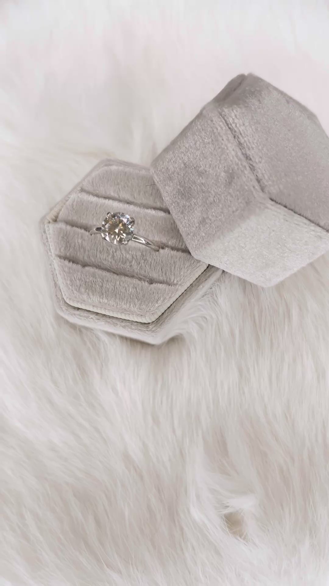 Brilliant Cut Moissanite Solitaire Engagement Ring in Sterling Silver // Ready to Ship