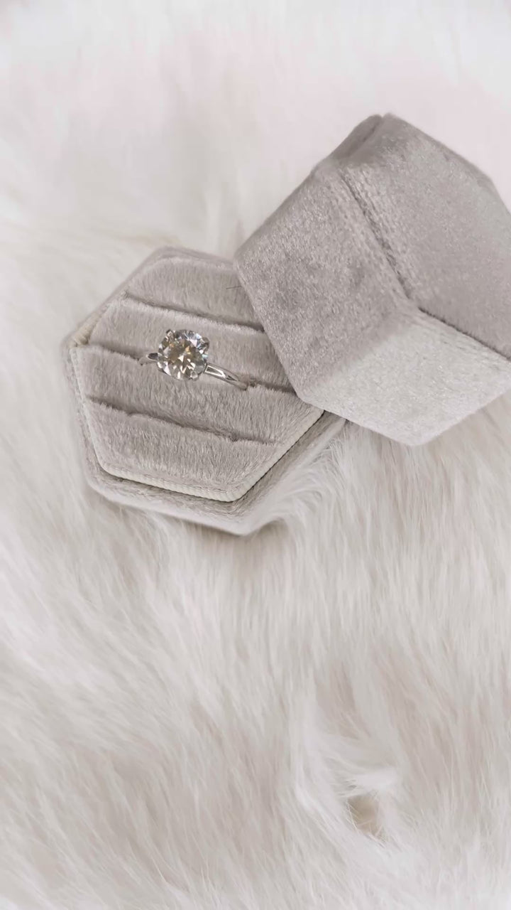 Brilliant Cut Moissanite Solitaire Engagement Ring in Sterling Silver // Ready to Ship