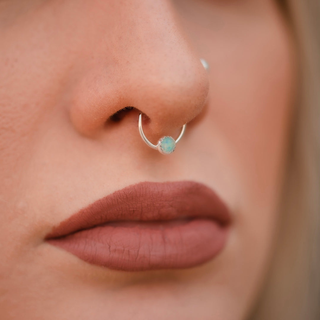Woord vacature Verplaatsing White Opal Septum Ring – Prairie Sky Jewelry Co