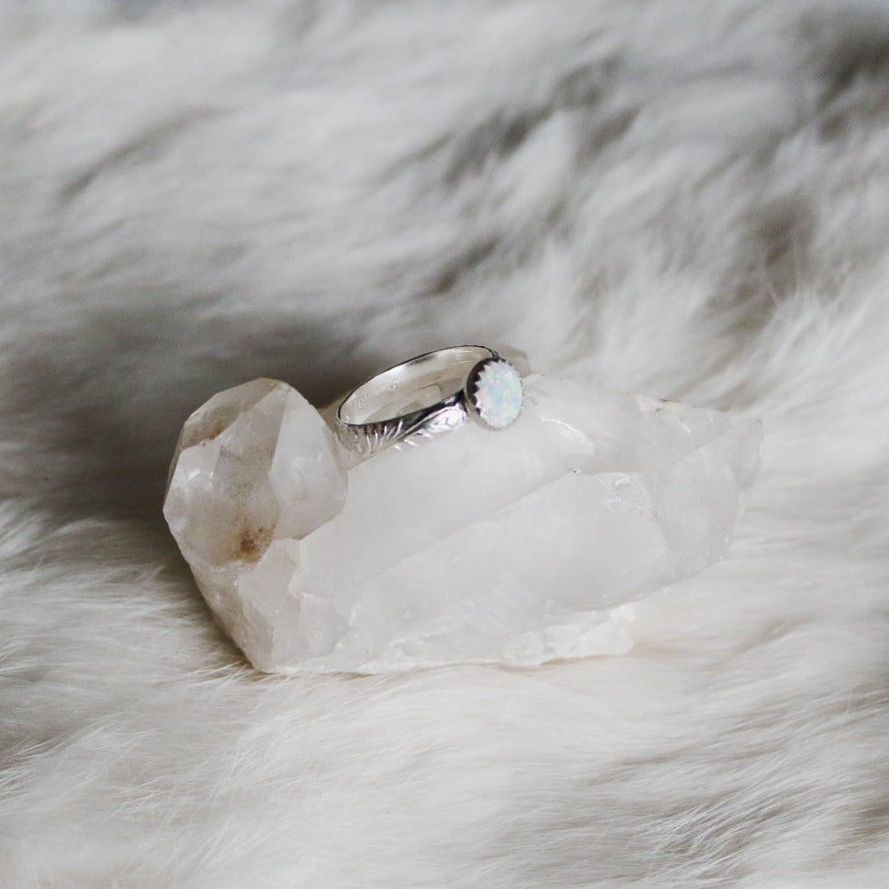 Sweetwater Stacking Ring in White Opal // Made to Order