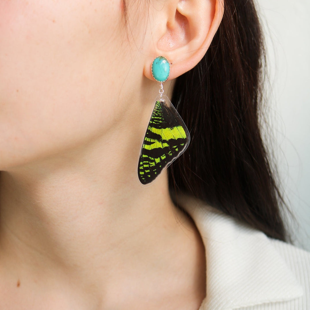 Butterfly Wings // American Turquoise + Sunset Moth Wing Drop Earrings