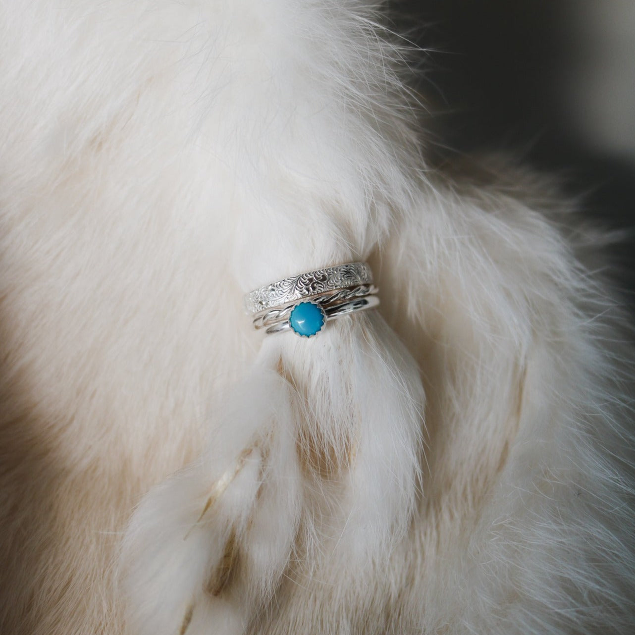 Sandia Stacking Ring Set in Turquoise // Made to Order