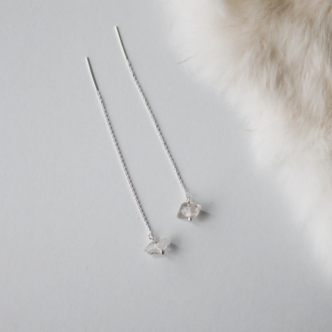 Herkimer Diamond Threader Earrings