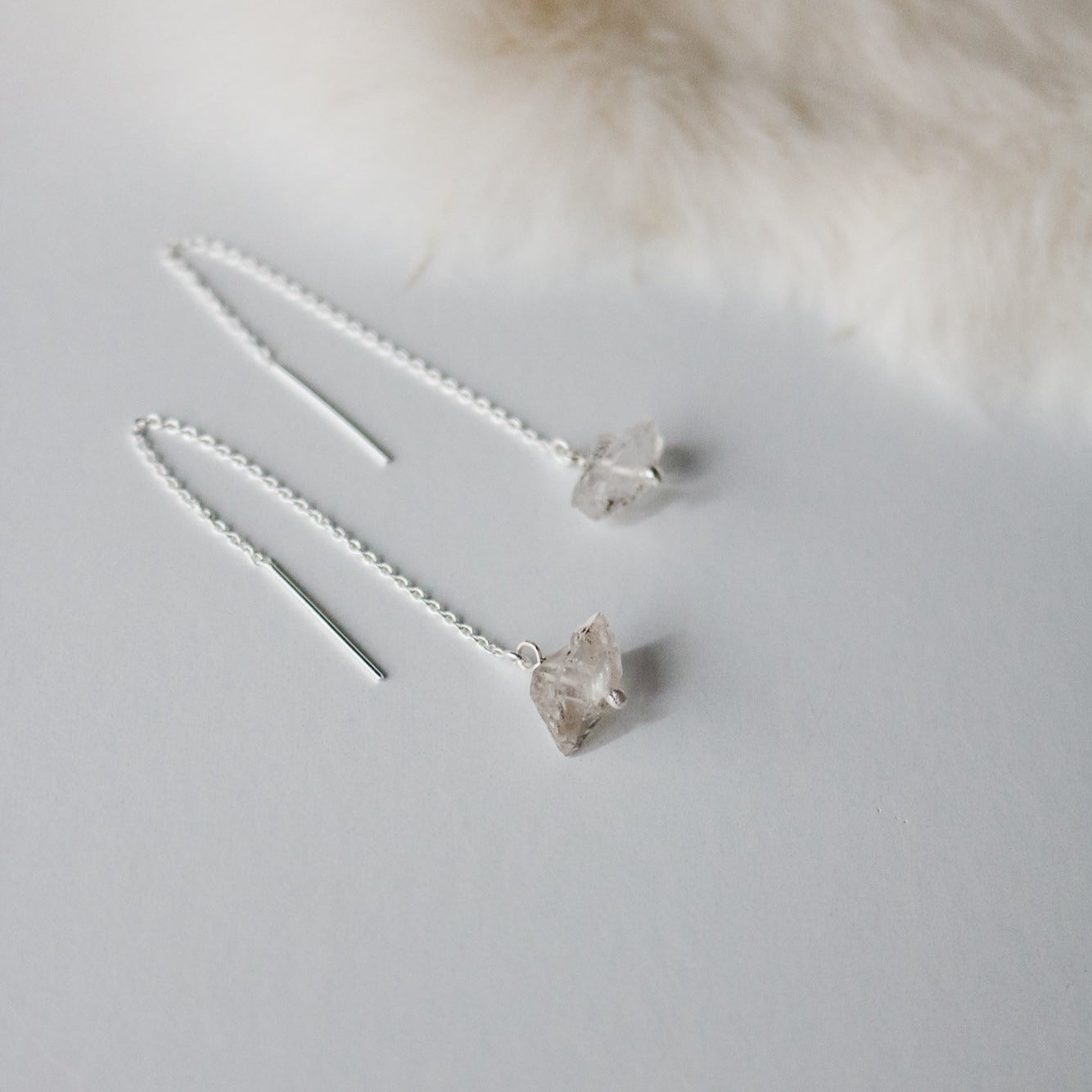 Herkimer Diamond Threader Earrings
