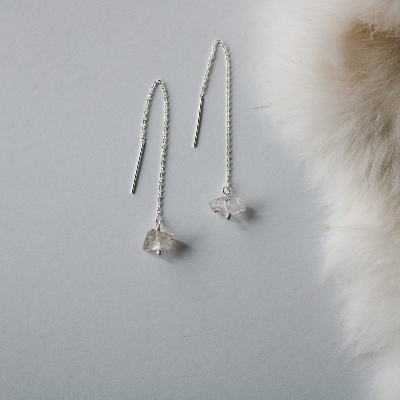 Herkimer Diamond Threader Earrings