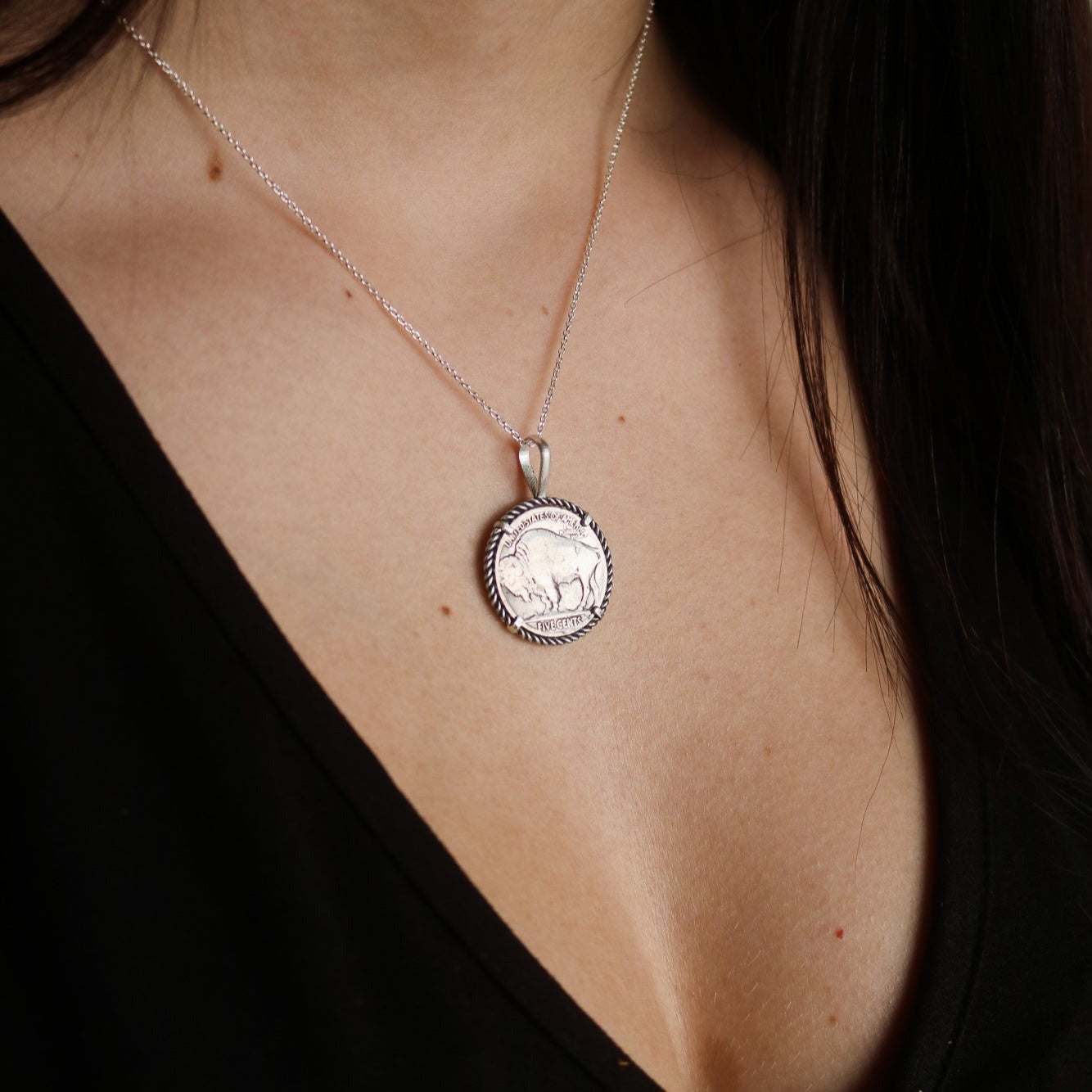Buffalo Nickel Coin Medallion Charm/Necklace
