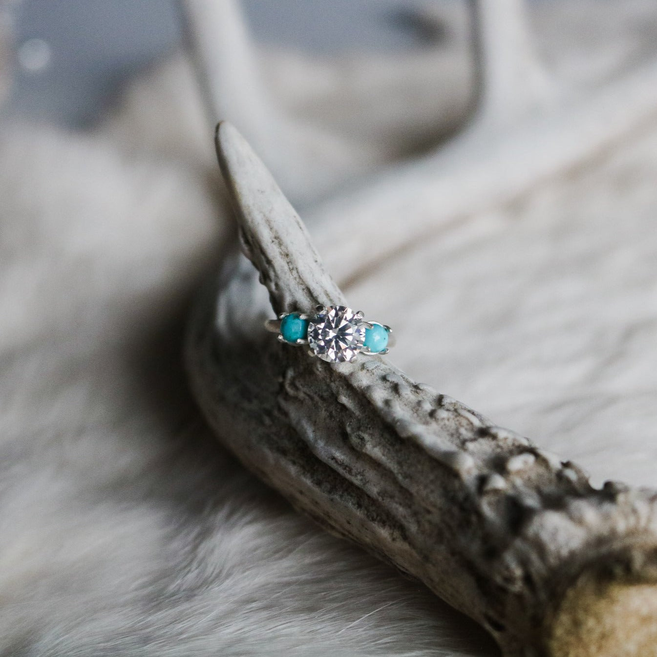 ‘Celeste’ Diamond + Turquoise Engagement Ring // Made to Order