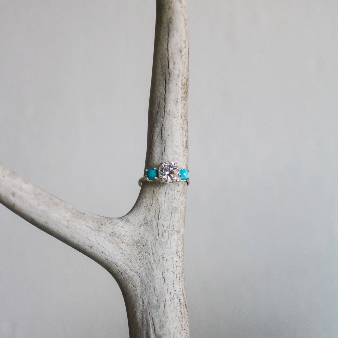 ‘Celeste’ Diamond + Turquoise Engagement Ring // Made to Order