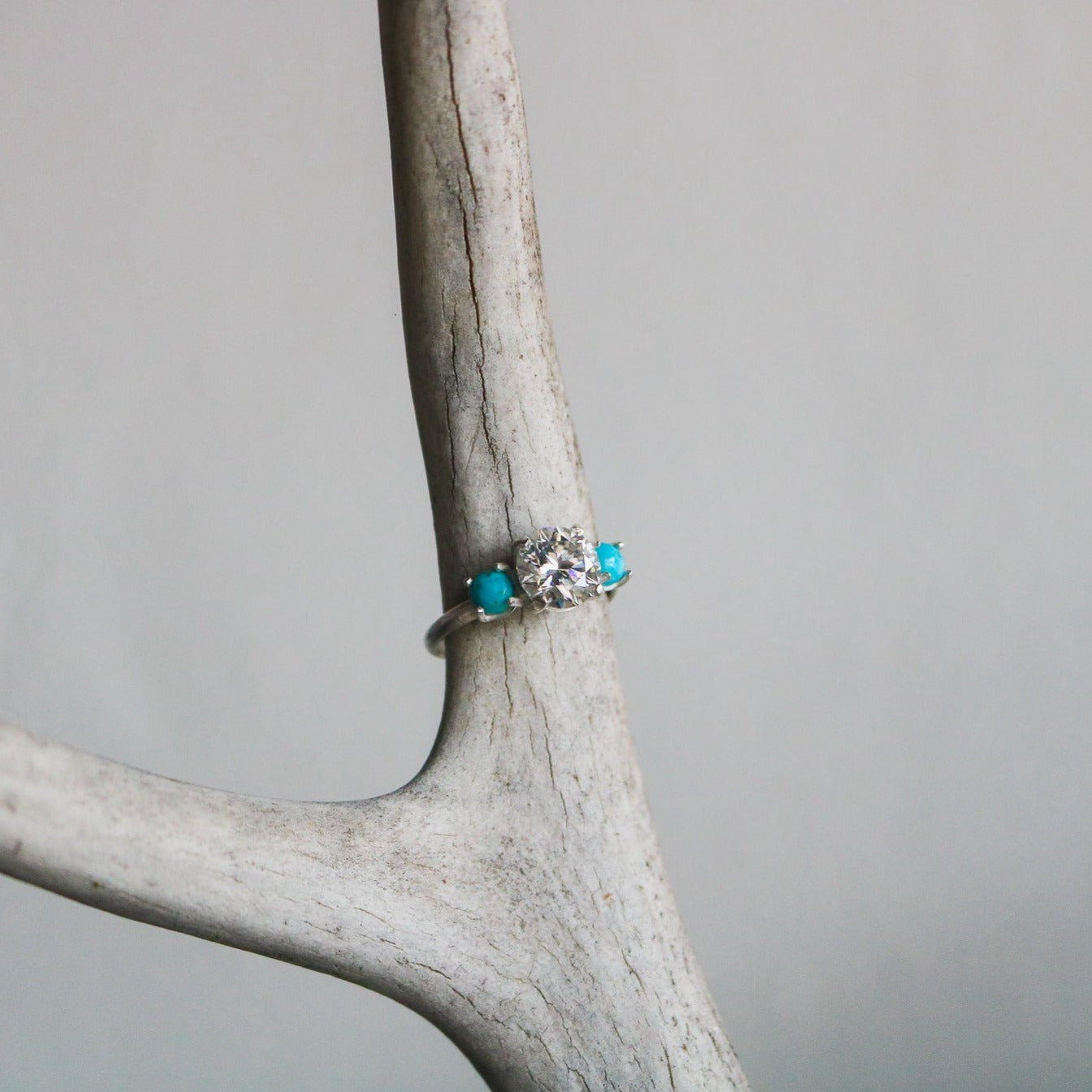 ‘Celeste’ Diamond + Turquoise Engagement Ring // Made to Order