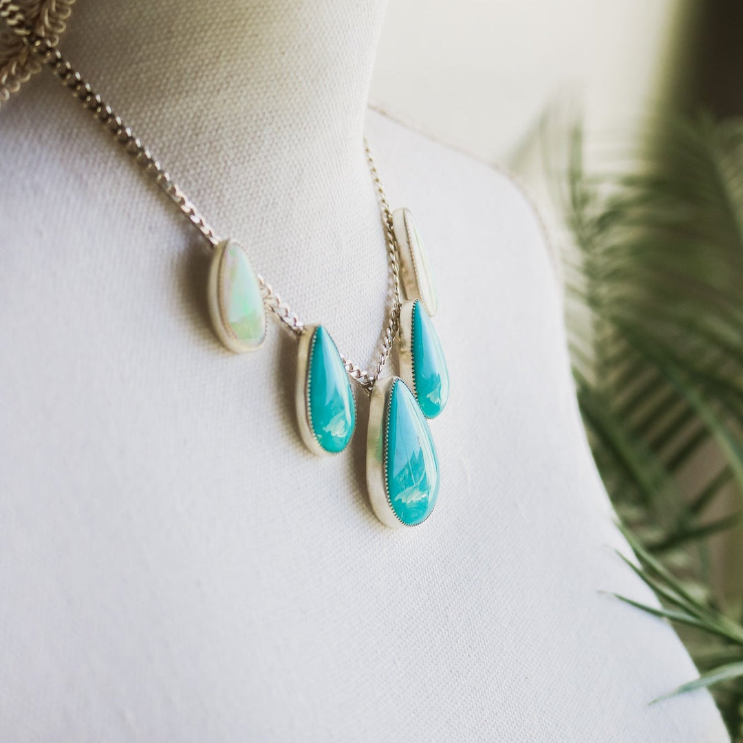 Opal + Turquoise Chain Statement Necklace