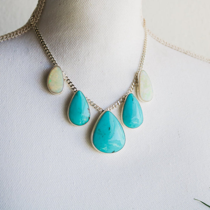 Opal + Turquoise Chain Statement Necklace