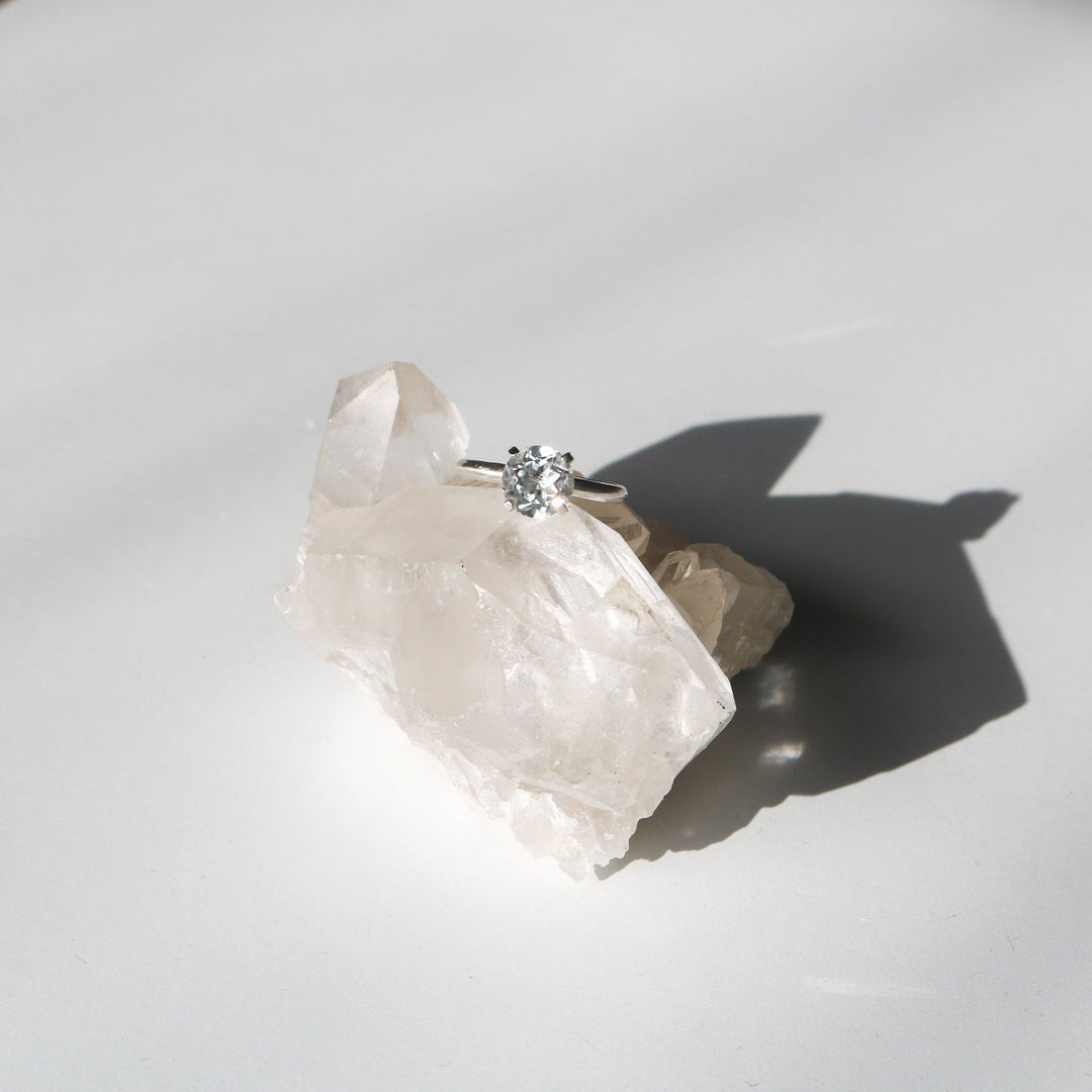 Brilliant Cut White Topaz Sterling Silver Engagement Ring // Made to Order