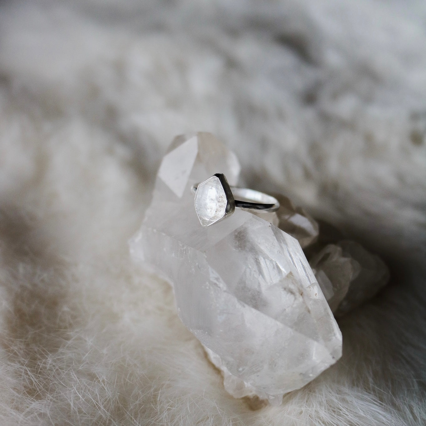 Herkimer Diamond + Sterling Silver Engagement Ring // Made to Order