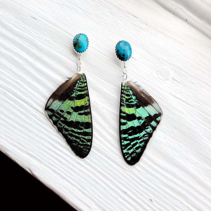 Butterfly Wings // American Turquoise + Sunset Moth Wing Drop Earrings