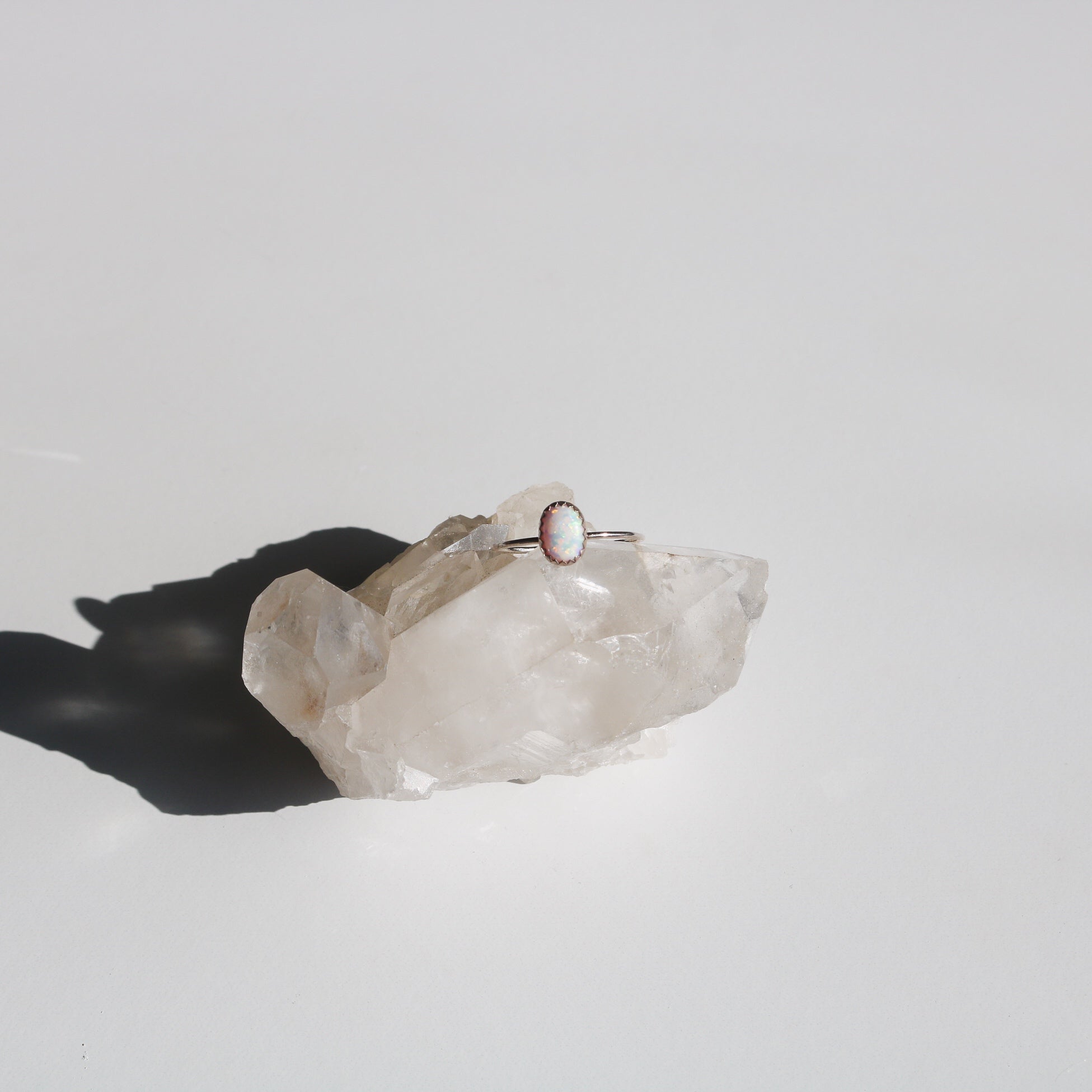 Durango Stacking Ring in White Opal