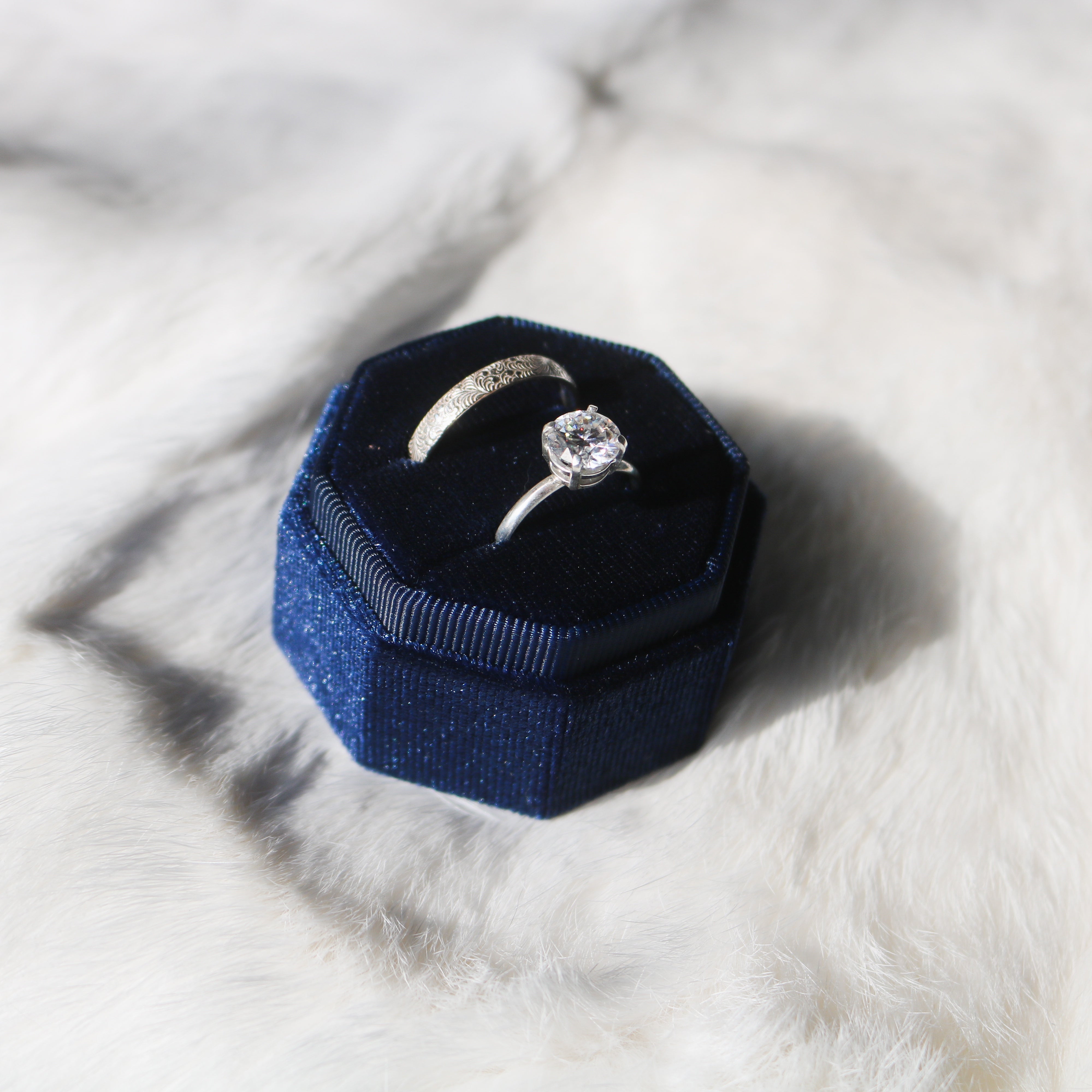 Diamond + Sterling Silver Engagement & Wedding Ring Set // Made to Order