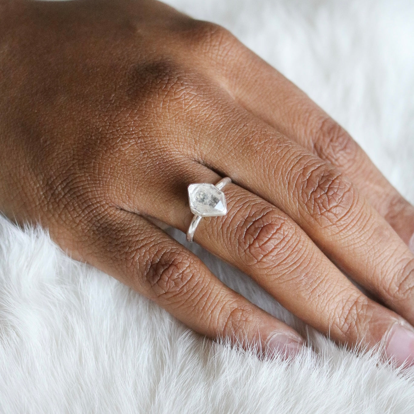 Herkimer Diamond + Sterling Silver Engagement Ring // Made to Order
