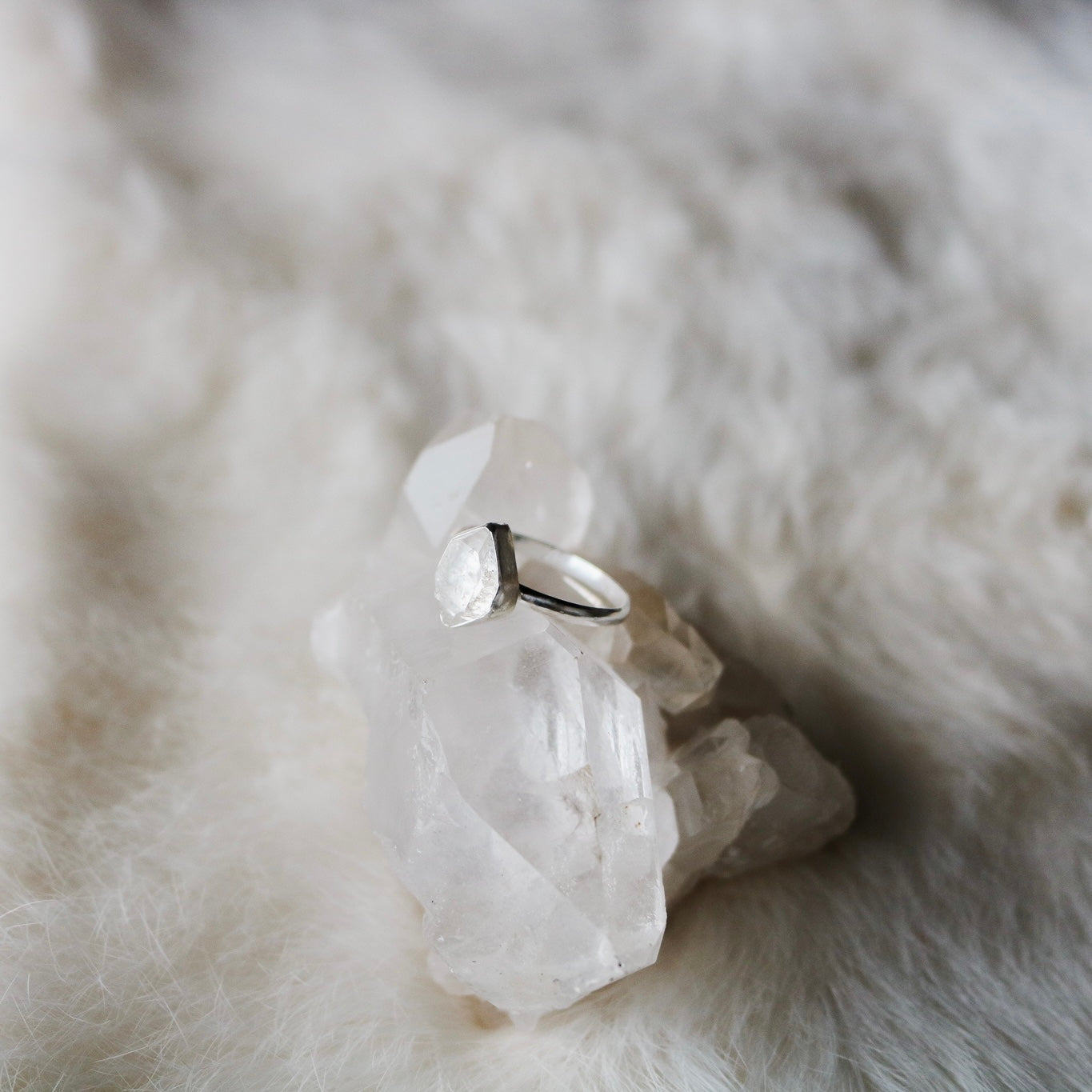 Herkimer Diamond + Sterling Silver Engagement Ring // Made to Order