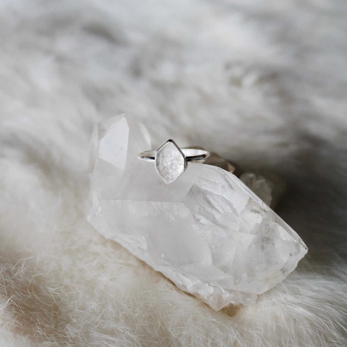 Herkimer Diamond + Sterling Silver Engagement Ring // Made to Order