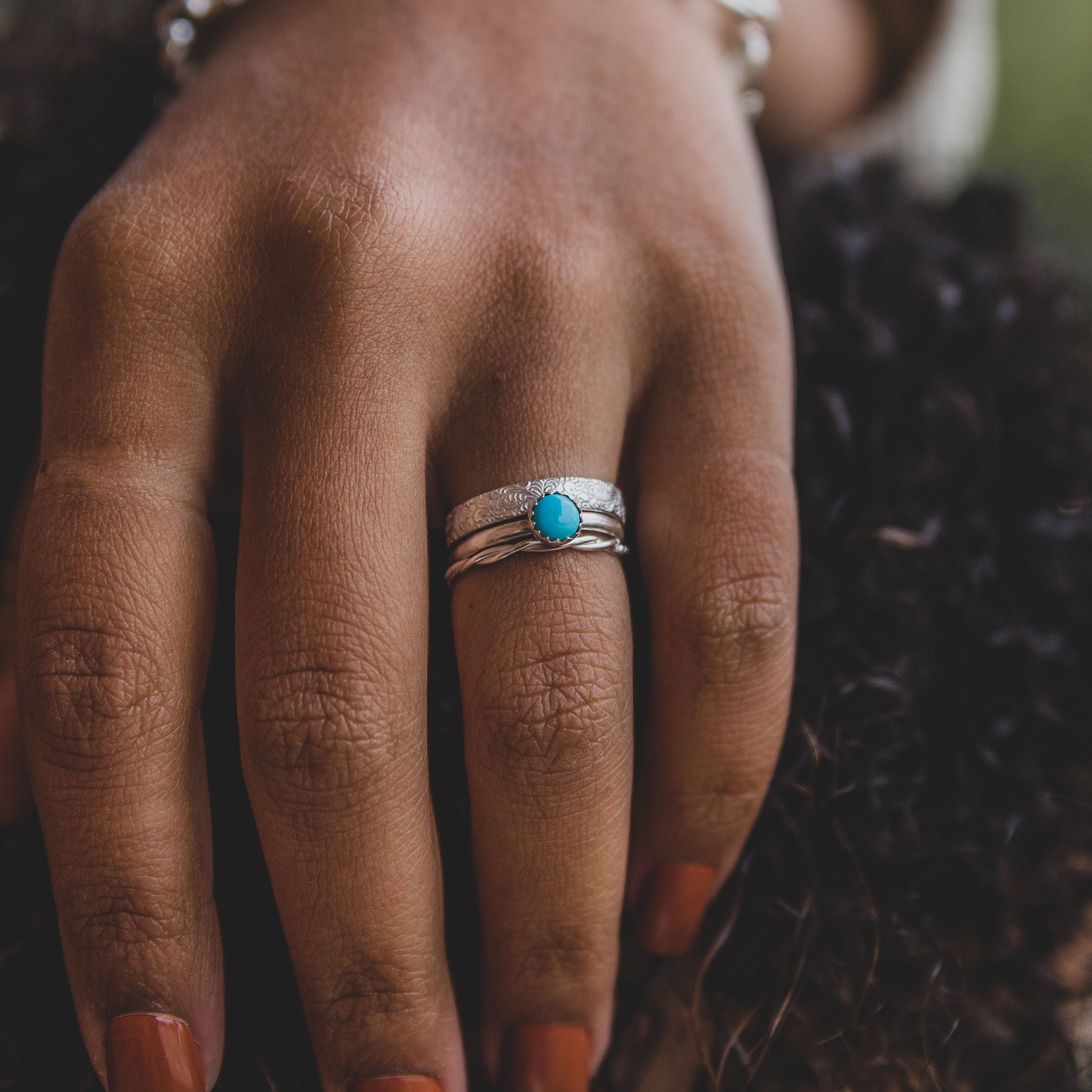 Sandia Stacking Ring Set in Turquoise // Made to Order