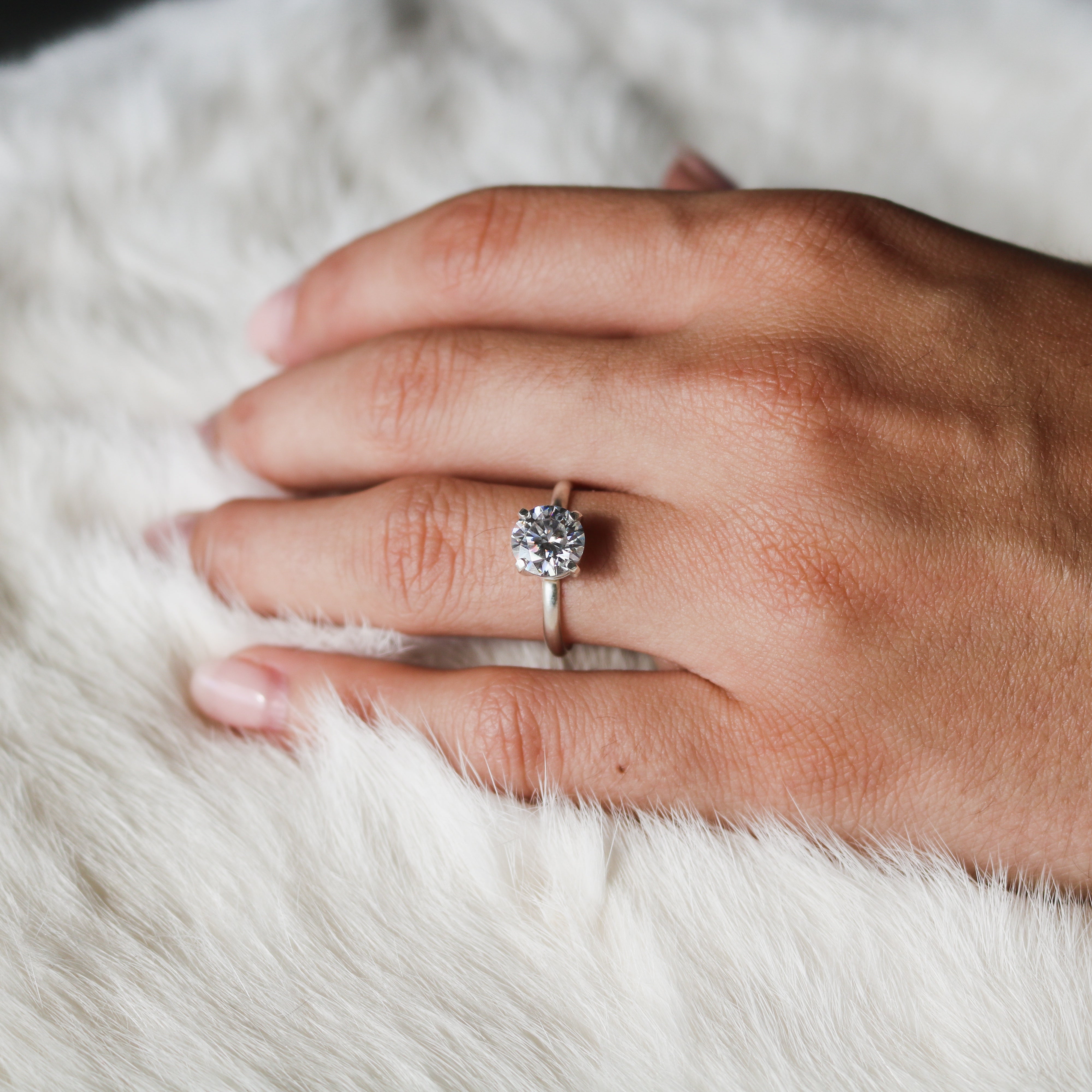 Brilliant Cut Moissanite Solitaire Engagement Ring in Sterling Silver // Ready to Ship