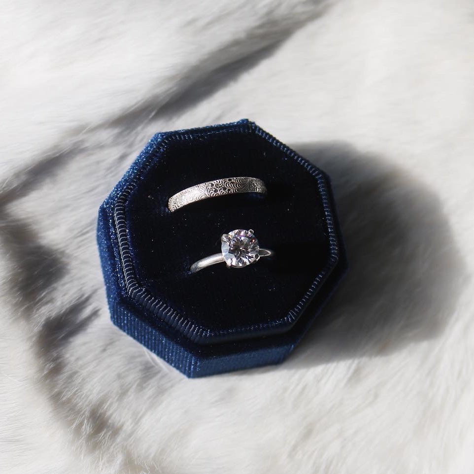 Diamond + Sterling Silver Engagement & Wedding Ring Set // Made to Order